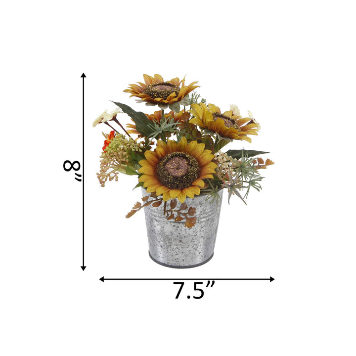 Flora Bunda Artificial Flowers 8" Tall Sunflowers Mix in TIN - Diamond Home USA