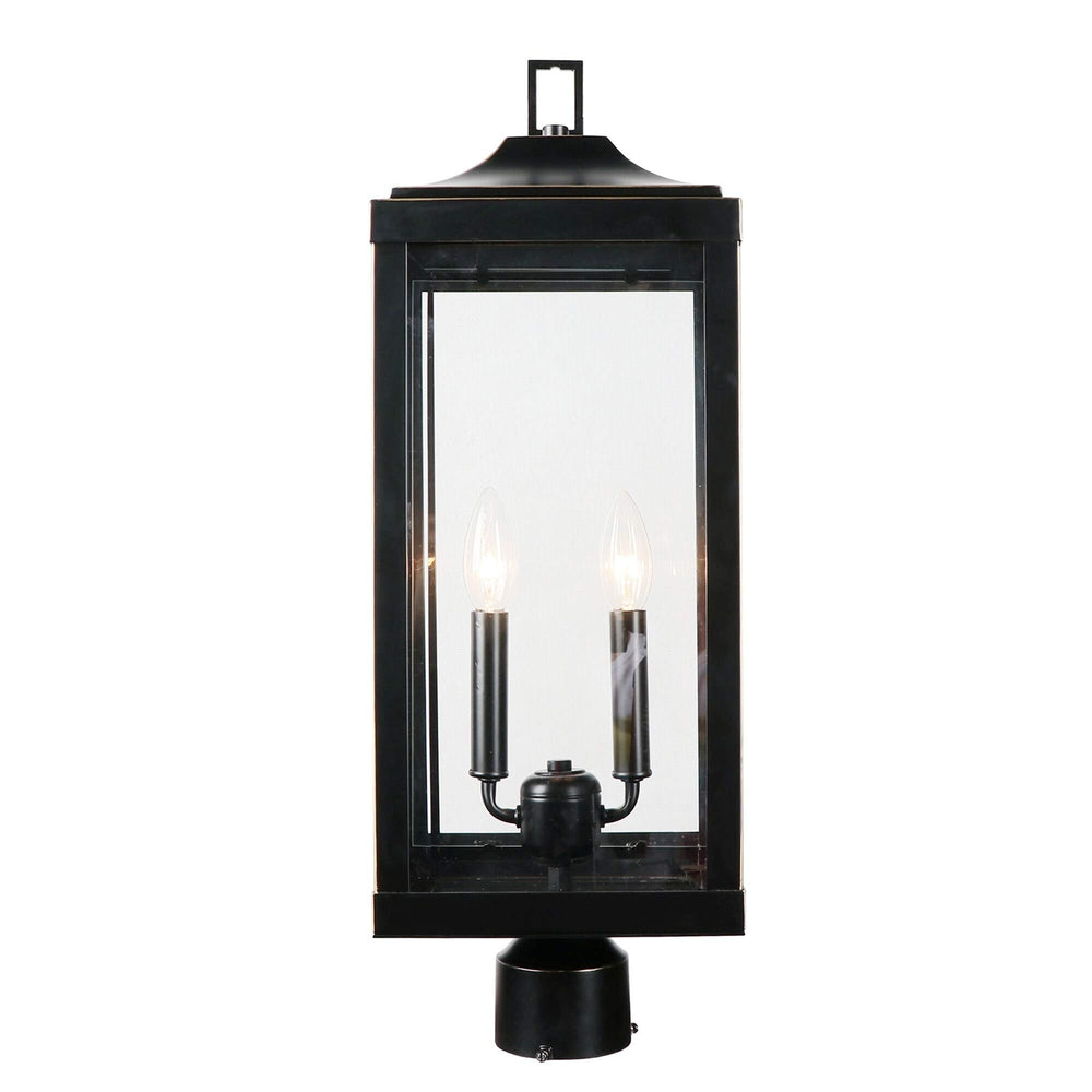 2 Light Outdoor Post Lantern in Imperial Black Energy Efficient - Diamond Home USA