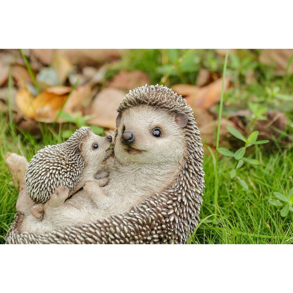 Mother Baby Hedgehogs On Back Ultra Realistic Garden Statue Multi Color - Diamond Home USA