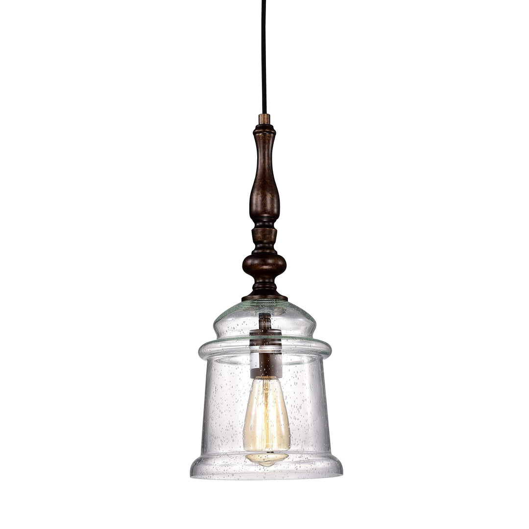 Oil Rubbed Bronze 1-Light with Glass Bell Jar Shade Farmhouse Metal Dimmable - Diamond Home USA