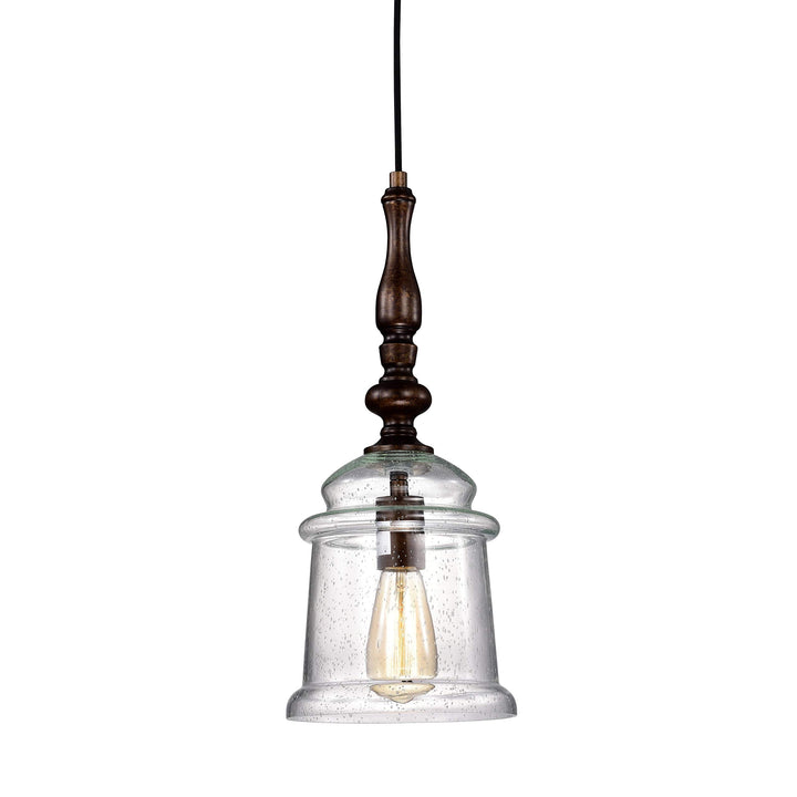 Oil Rubbed Bronze 1-Light with Glass Bell Jar Shade Farmhouse Metal Dimmable - Diamond Home USA