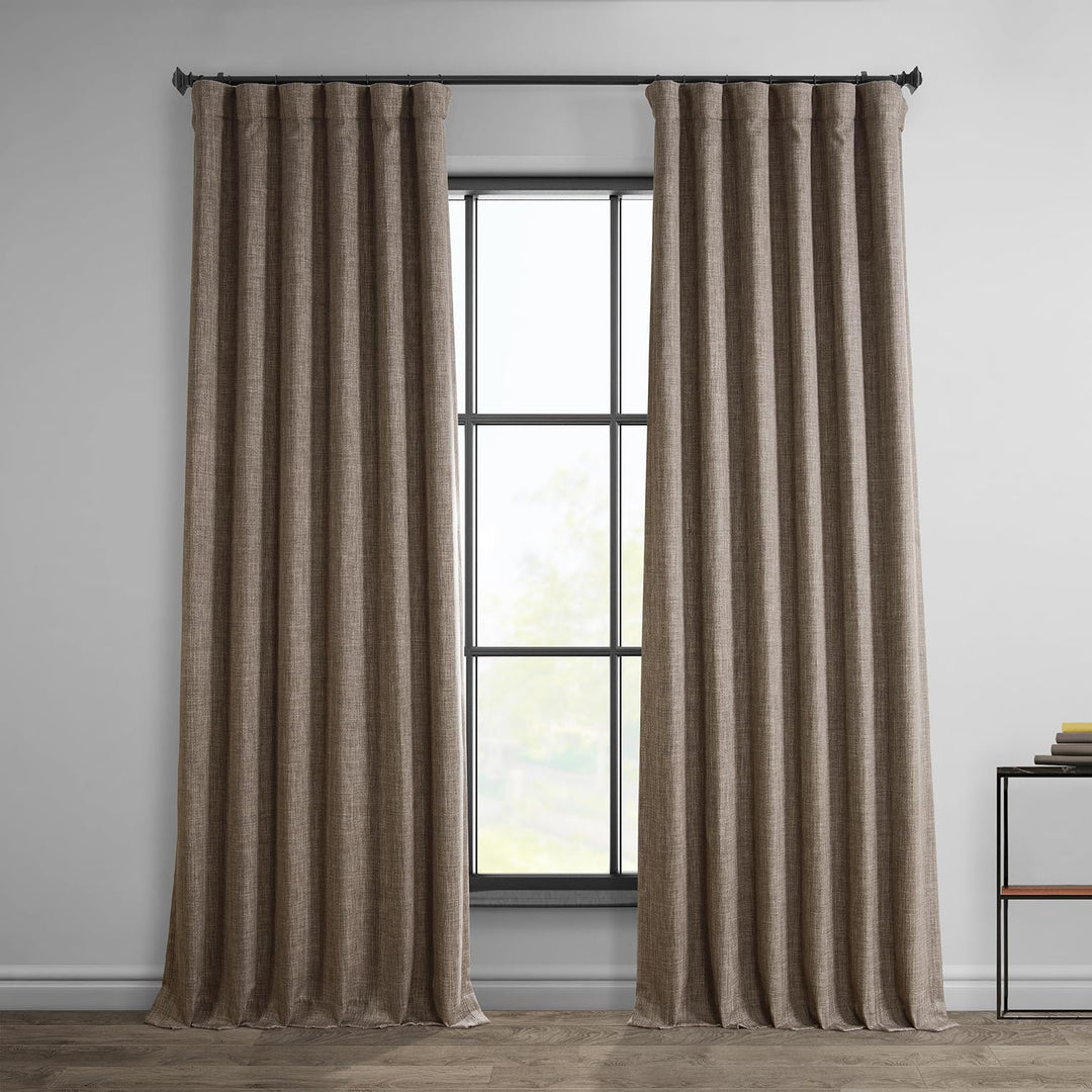 HPD Half Price Drapes Faux Linen Room Darkening Curtains - 120 Inches Long Dutch Cocoa - 50 X 120