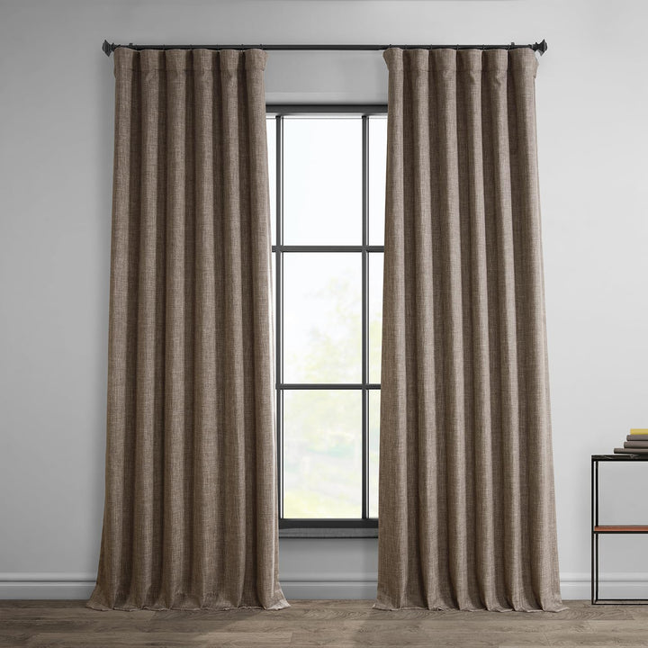 HPD Half Price Drapes Faux Linen Room Darkening Curtains - 120 Inches Long Dutch Cocoa - 50 X 120