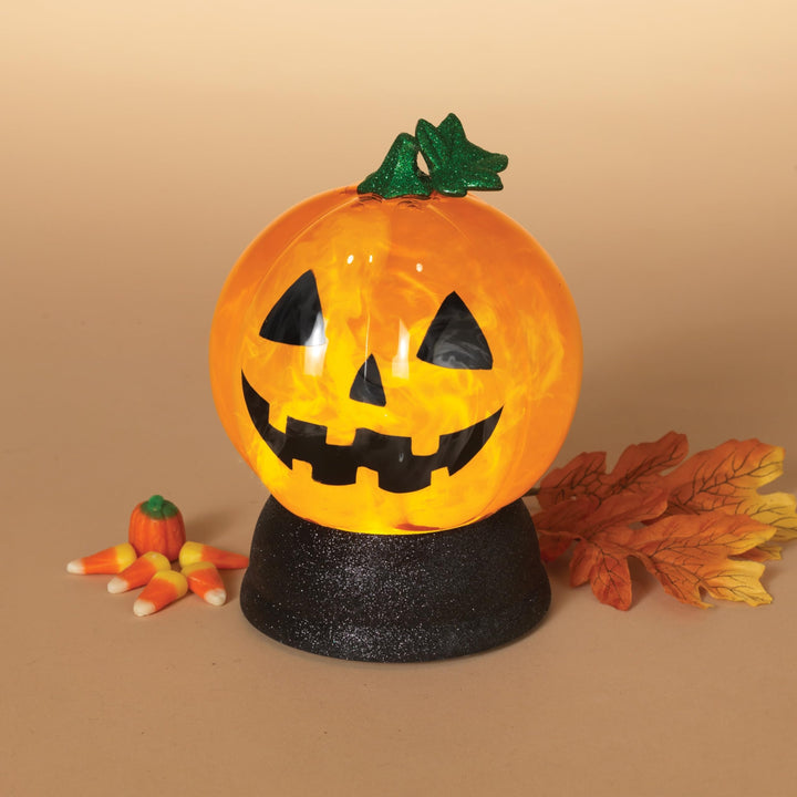 Lighted 7in H Orange Jack-o-Lantern Smoky Water Globe Multi Color - Diamond Home USA