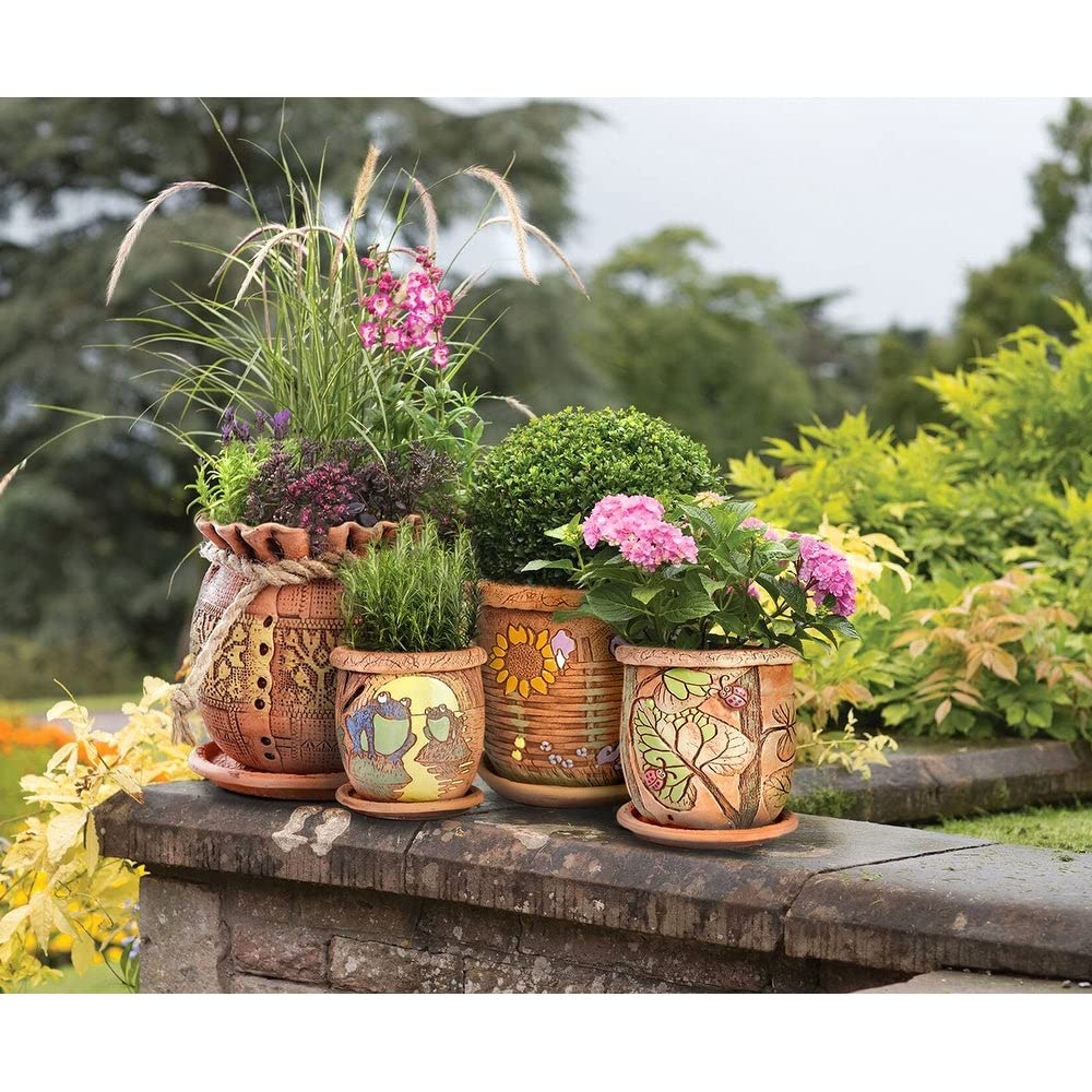 Golden ics Flower Pot Planter Ladybugs 7.5" Multi Color Country Round - Diamond Home USA