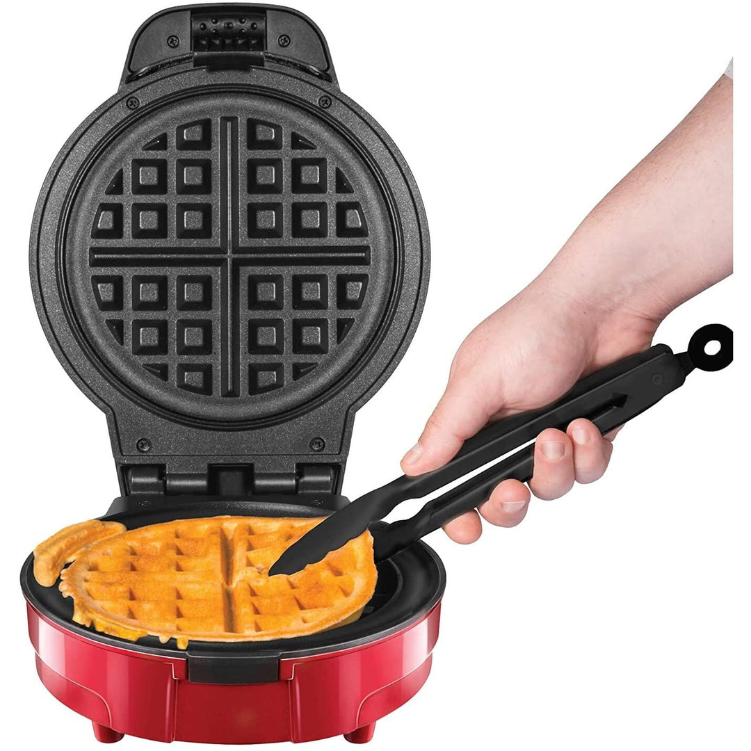 Anti-overflow Belgian Waffle Maker Red Stainless Steel Ready Indicator Light - Diamond Home USA