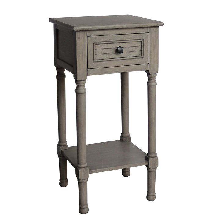 End Accent Table with Storage Grey Farmhouse French Country Square Wood Finish