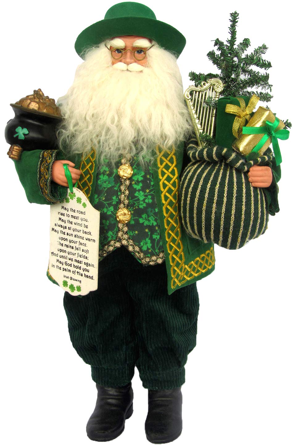Santa's Workshop Irish Claus Figurine 18" Tall Green