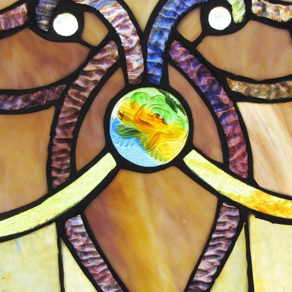 Amber Stained Glass 26-inch Window Panel - M Green Metal - Diamond Home USA