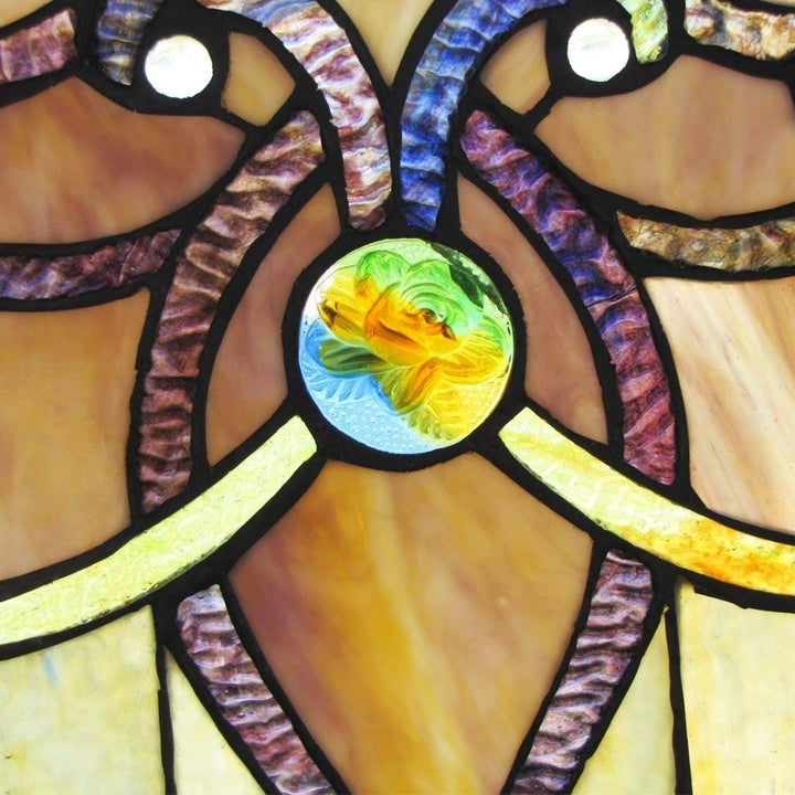 Amber Stained Glass 26-inch Window Panel - M Green Metal - Diamond Home USA