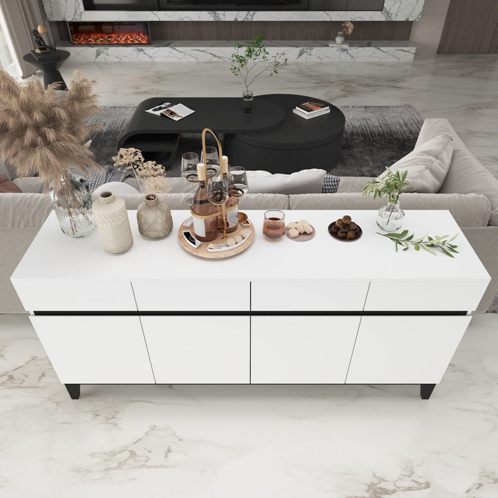 63''w 4 Drawer Sideboard Large Storage Cabinet Buffet Chest Dresser Black - Diamond Home USA