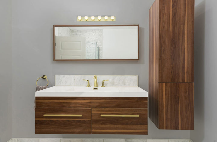 Nuvo SF77/190 Six Light Vanity 36 in 6 Brass-Polished/Cast