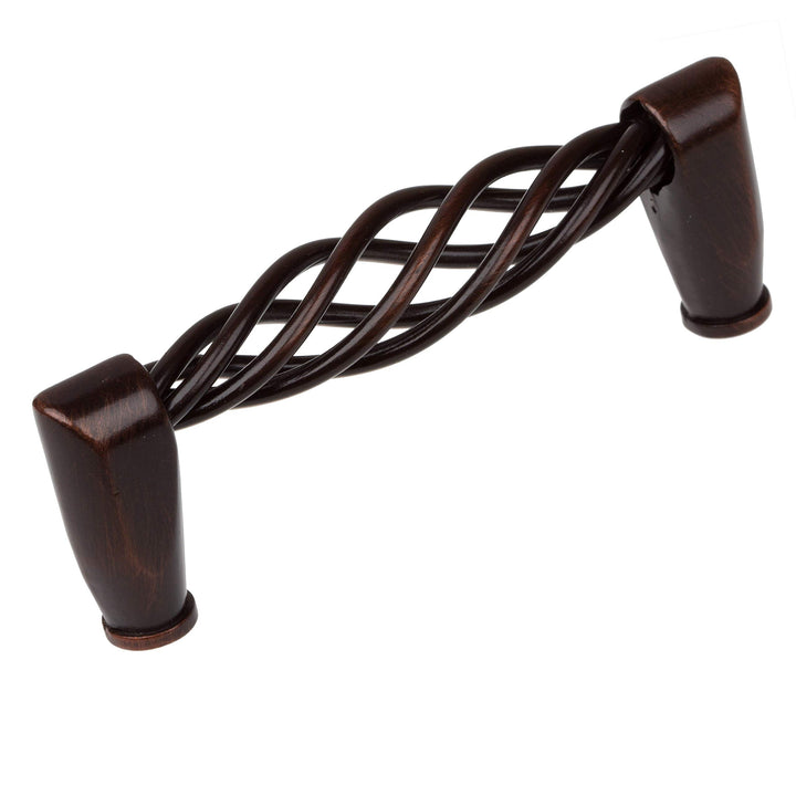 3-3/4-inch Screw Center Twisted Birdcage Cabinet Hardware Pull - Rustic Bronze