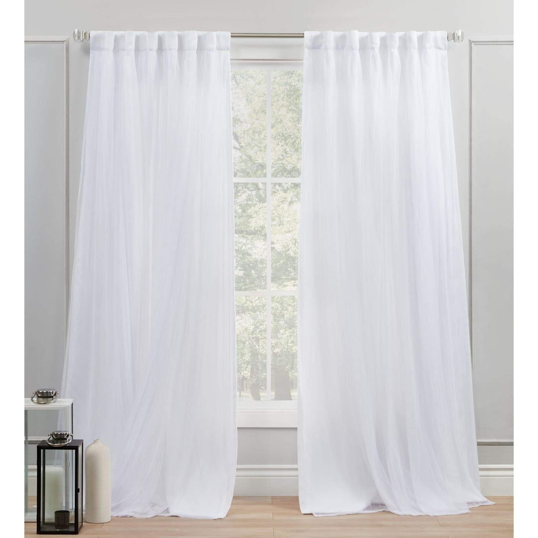 ATI Home Catarina Layered Solid and Sheer Hidden Tab/Rod Pocket Top Curtain Panel Pair