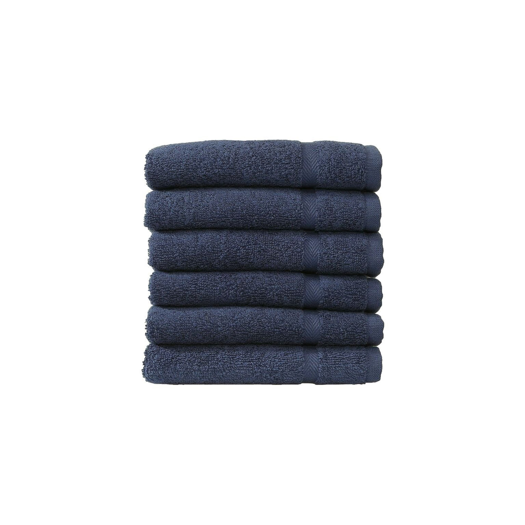 Linum Home Textiles 100% Turkish Cotton Denzi Washcloths Set of 6 Dark Blue Navy Blue