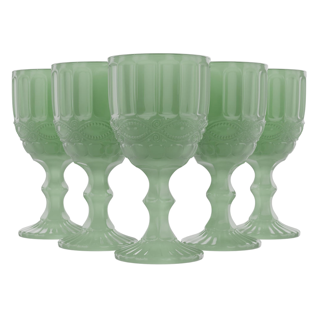 elle decor Jade Wine sses Set of 6 (8.4 oz) Colored ssware Set Vintage
