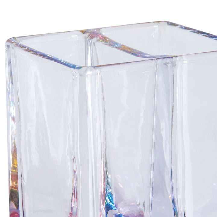 Toothbrush Holder Iridescent Clear Modern Contemporary Glass - Diamond Home USA