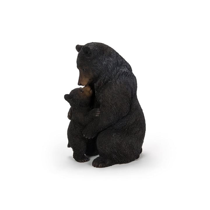 Cuddling Mother and Baby Bear Garden Statue Black Polyresin - Diamond Home USA