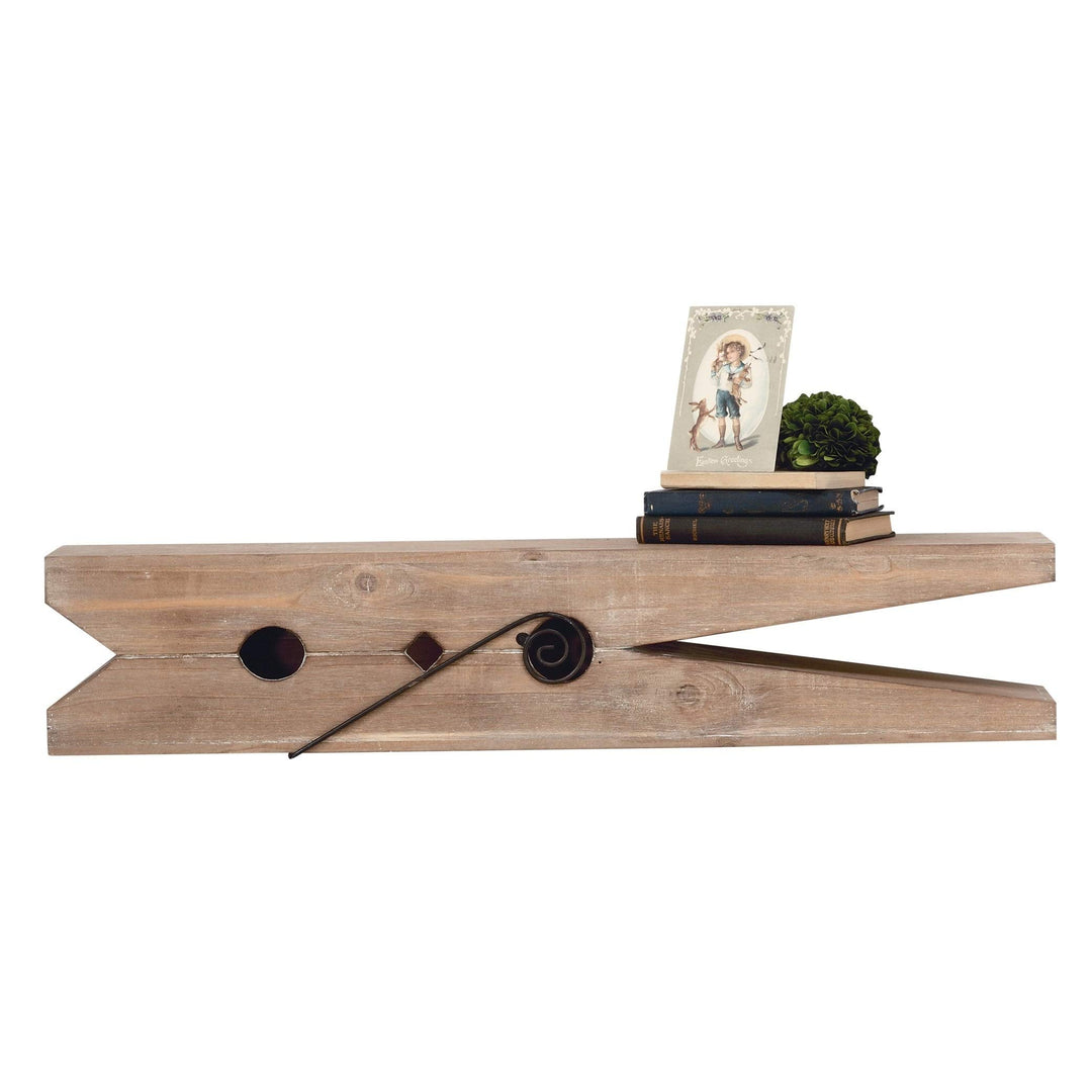 Wood Wall Shelves Tan Cabin Lodge Farmhouse Modern Contemporary Reclaimed Brown - Set of 2 - Diamond Home USA