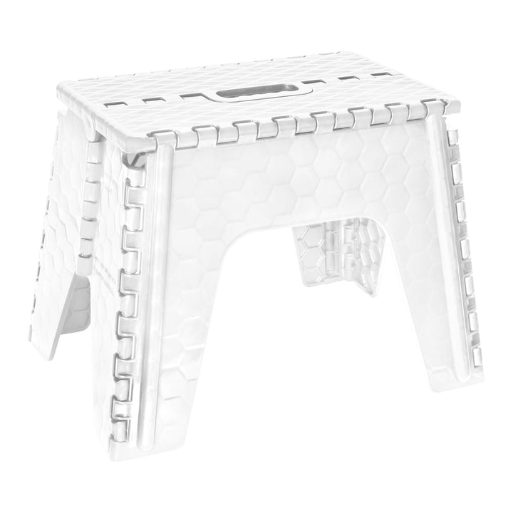 Simplify 12 Inch Folding Step Stool|Collapsible|300 Pound White - 13.75"x 9"x 12"