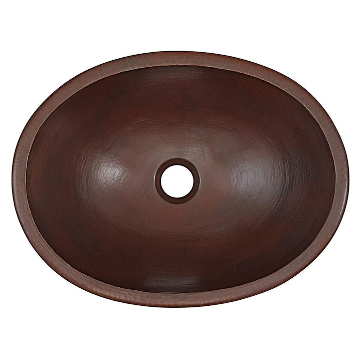 12 in. Drop-in Or Undermount Copper Bathroom Sink in Aged Brown Oval Finish Rust - Diamond Home USA