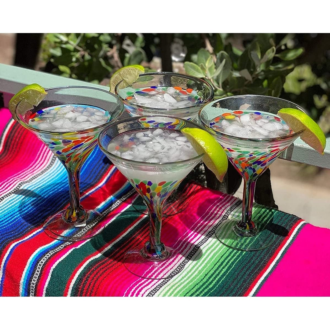 Mexican Hand Blown Glass Set Of 4 Modern Glasses Confetti (12 Oz) Multi Color - Diamond Home USA