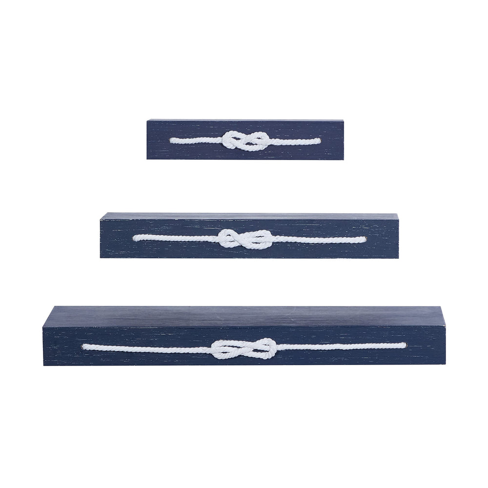 Blue Wood Contemporary Wall Shelf (Set of 3) 32 X 10 3 Modern Natural Finish - Diamond Home USA