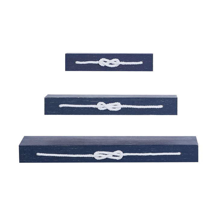 Blue Wood Contemporary Wall Shelf (Set of 3) 32 X 10 3 Modern Natural Finish - Diamond Home USA