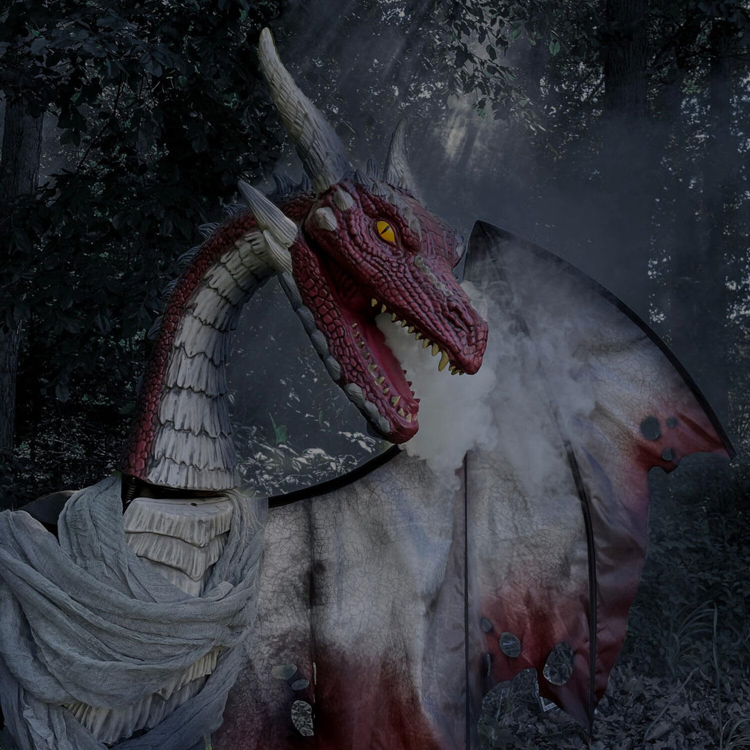 Haunted Hill Farm 6-Ft. Tall Brimstone Dragon Motion-Activated Halloween - Diamond Home USA