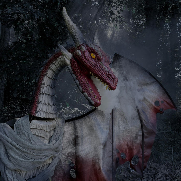 Haunted Hill Farm 6-Ft. Tall Brimstone Dragon Motion-Activated Halloween - Diamond Home USA