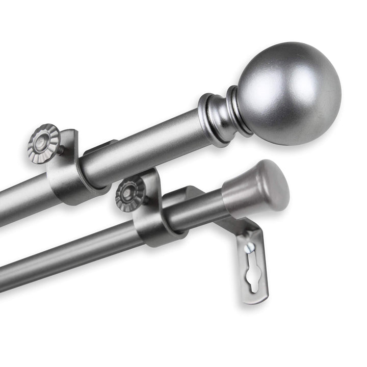 InStyleDesign Orb Adjustable Double Curtain Rod ue Gold 48 to 84 inch - Diamond Home USA