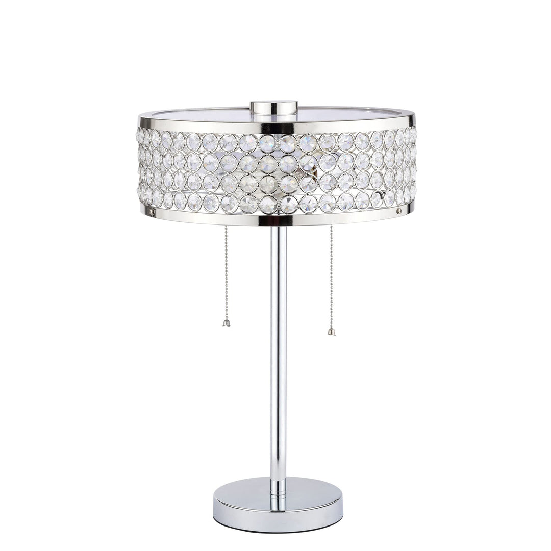 12 Inch Glam Crystal Pull Chains Table Lamp 2-Light Chrome Modern Contemporary - Diamond Home USA