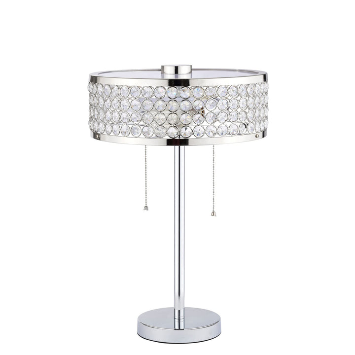 12 Inch Glam Crystal Pull Chains Table Lamp 2-Light Chrome Modern Contemporary - Diamond Home USA