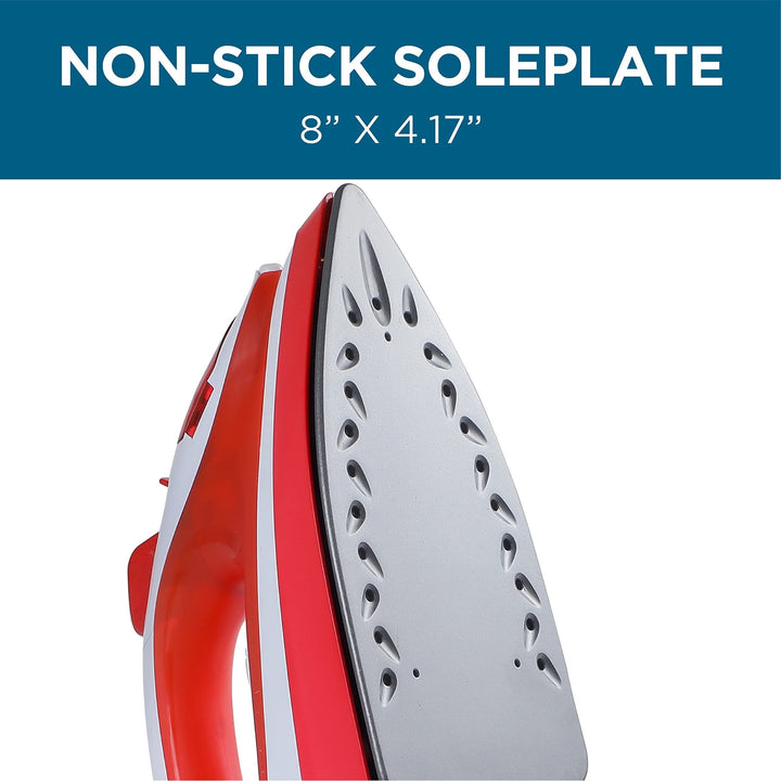 Steam Iron Watts Steamer for Clothes Self-Cleaning Portable Red - Diamond Home USA