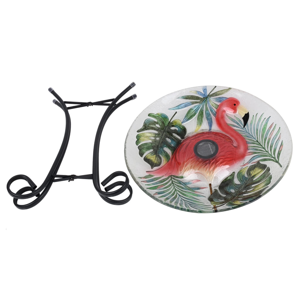 Solar Glass Bird Bath W/Stand Multi Color - Diamond Home USA