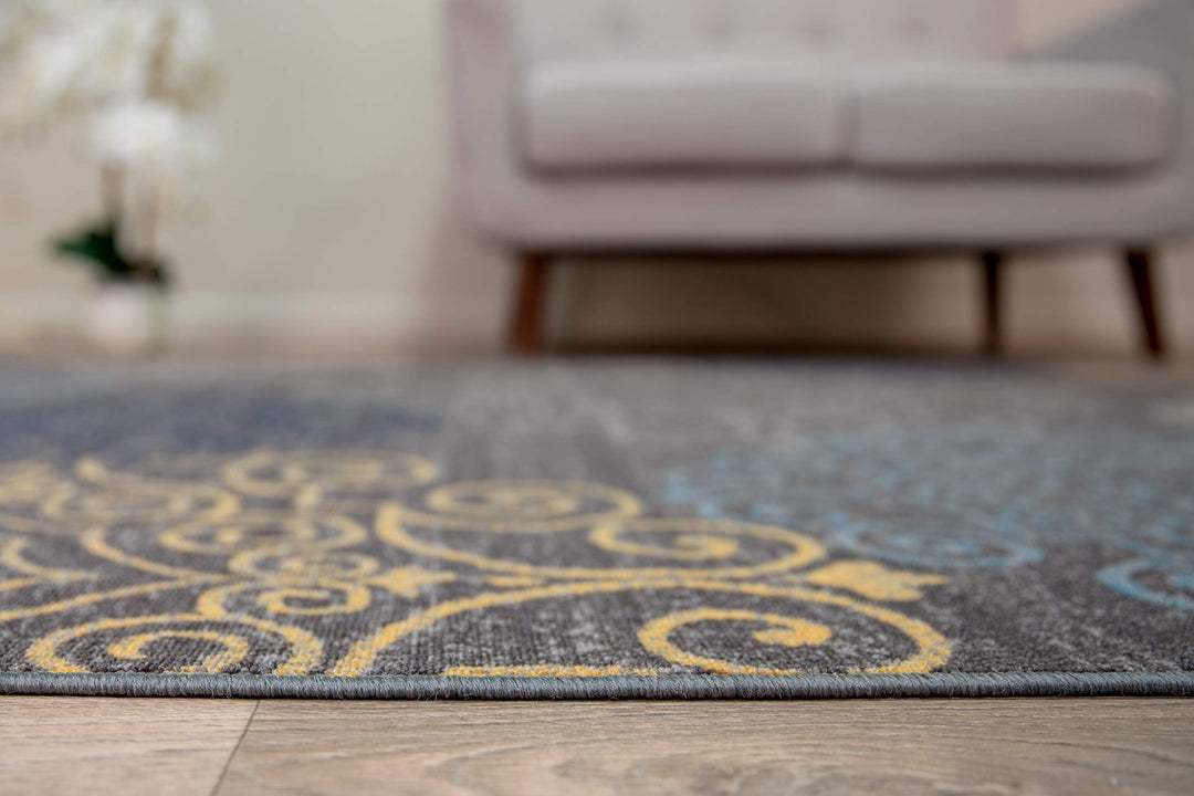 Rugshop Modern Floral Swirl Design Non-Slip Non-Skid) Area Rug Runner 2' X 7' - Diamond Home USA