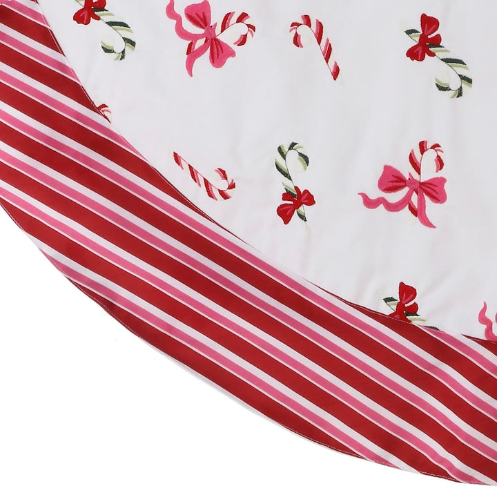 Regency International 54" Canvas Embrd Pastel Candy Cane Tree Skirt Polyester - Diamond Home USA