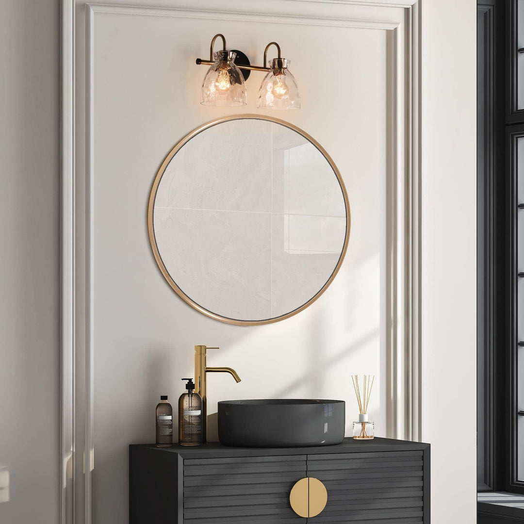 Modern 2-light Bathroom Vanity Light Farmhouse Black Gold Sconce with Water - Diamond Home USA
