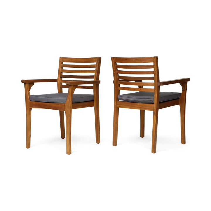 Christopher Knight Home Patio Dining Chairs Teak Finish + Dark Gray teak + dark gray cushion