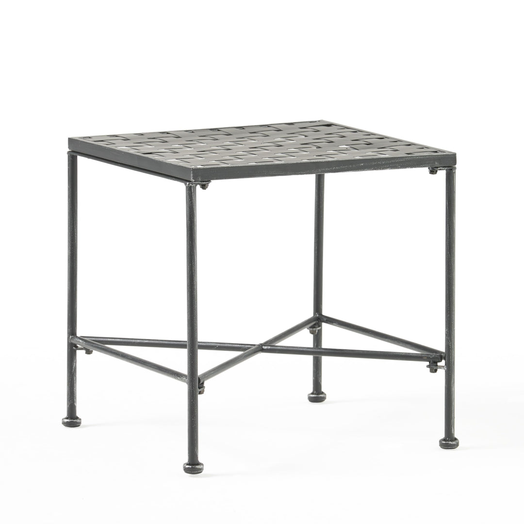 Christopher Knight Home Petra Iron End Table Black Brush Silver