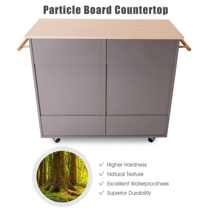 45.3'' Wide Kitchen Island Cart On Wheels with Storage Grey Modern - Diamond Home USA
