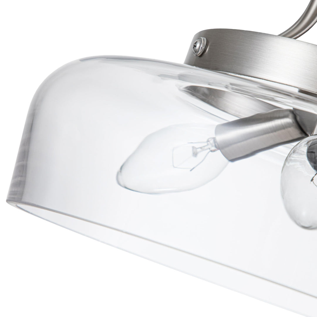 3-light Satin Nickel Semi Flush Mount with Glass Shade Silver Modern - Diamond Home USA