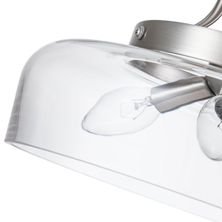 3-light Satin Nickel Semi Flush Mount with Glass Shade Silver Modern - Diamond Home USA