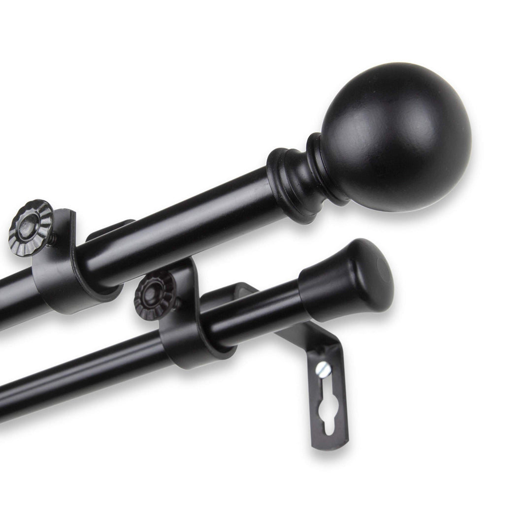 InStyleDesign Orb Adjustable Double Curtain Rod ue Gold 48 to 84 inch - Diamond Home USA