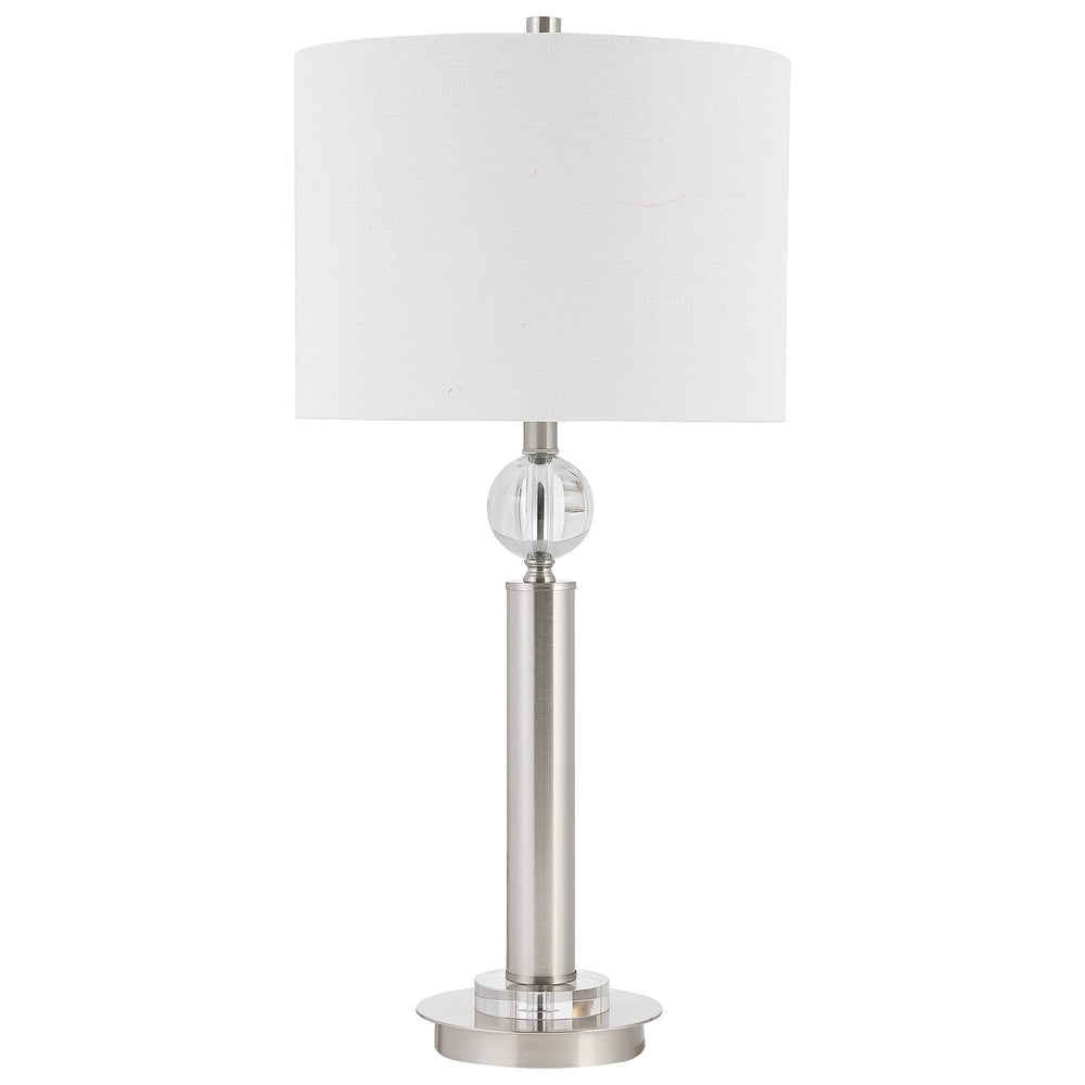 Brushed ckel 1-Light Table Lamp Clear Silver White Traditional Transitional - Diamond Home USA