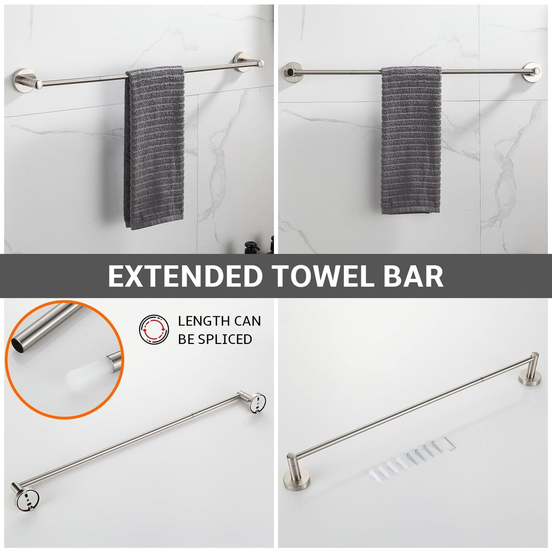 Bathroom Hardware Set Brushed Nickel 4-Pieces Silver Metal Finish Rust Resistant - Diamond Home USA