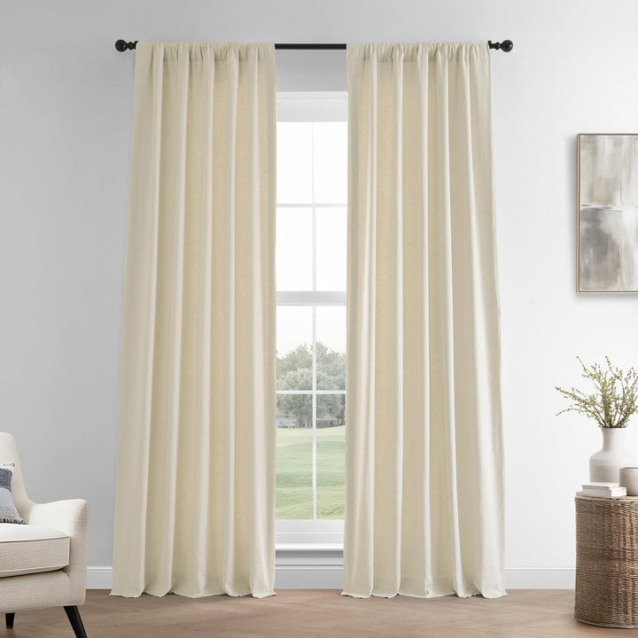 HPD Half Price Drapes French Linen ns 84 Inches Long Room Darkening 50 X 84 - Ancient Ivory