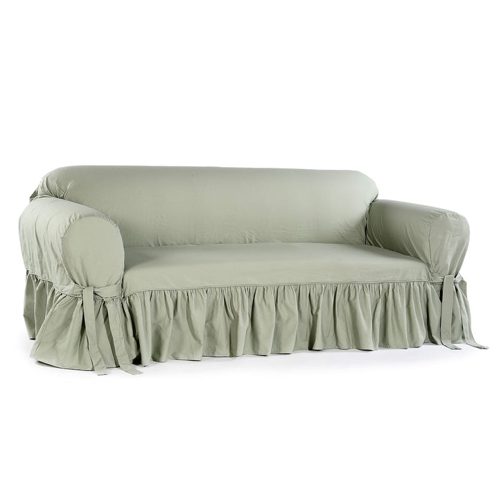 Classic Slipcovers Ruffled Cotton Sofa Slipcover Grey - Diamond Home USA