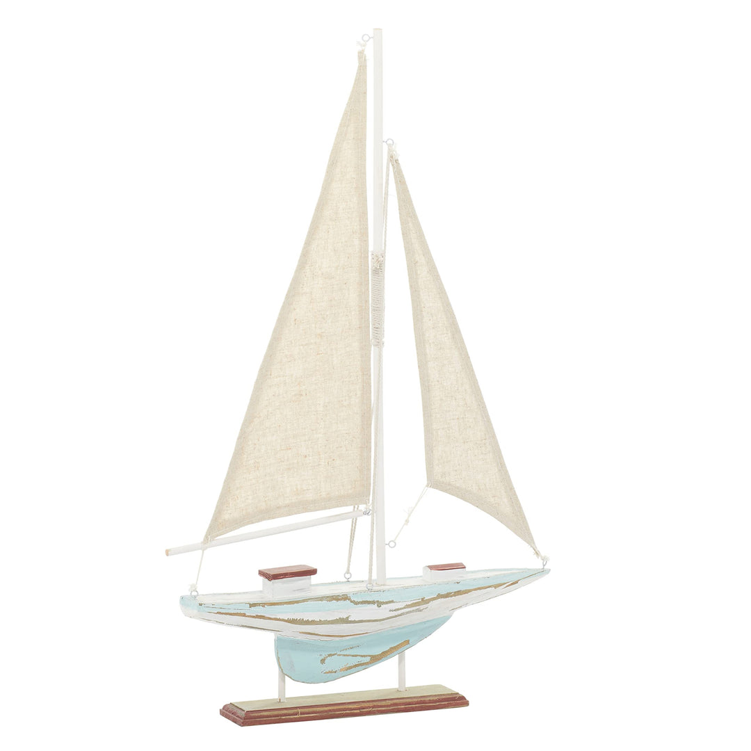 Brown Pine Coastal Sculpture Sail Boat 22 X 14 2 Nautical Wood - Diamond Home USA