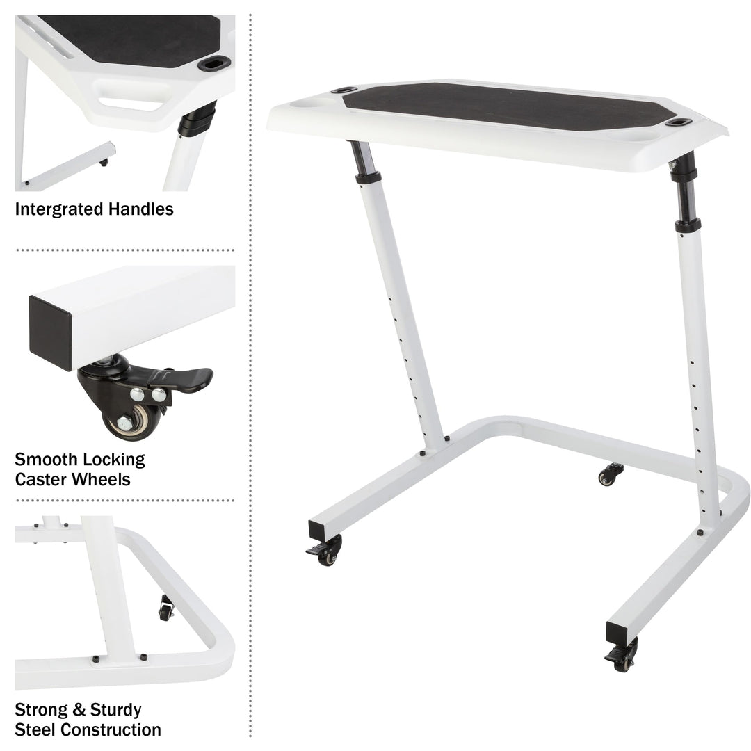 Bike Desk Rolling Laptop Cart For Stationary Or Trainer Adjustable Standing To - Diamond Home USA